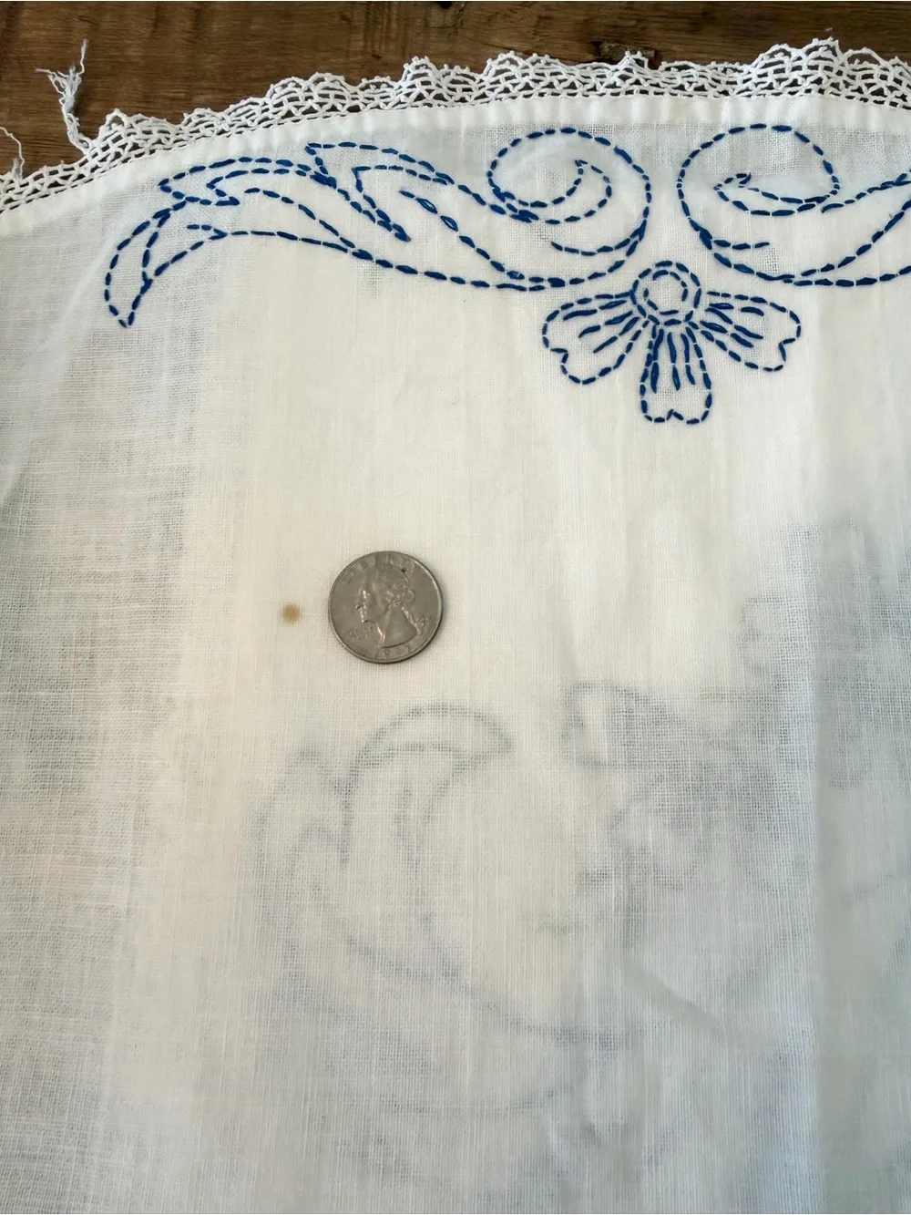 3 Matching Vintage Embroidered Table Linen Pcs. Runner | Doily | Table Topper.